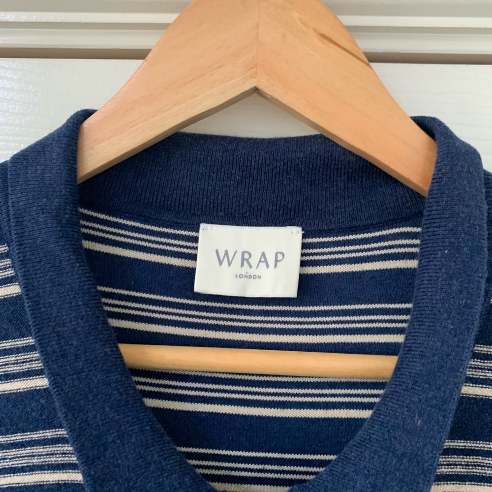 Wrap London Size 14 Dress Long Jumper Knitted Stripe Navy Maxi Nautical - Picture 8 of 8
